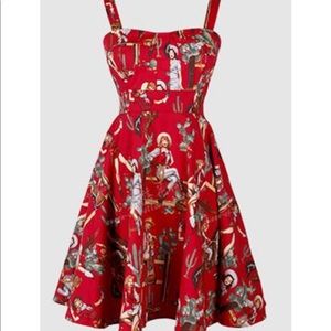 Vintage style pinup cowgirl swing dress